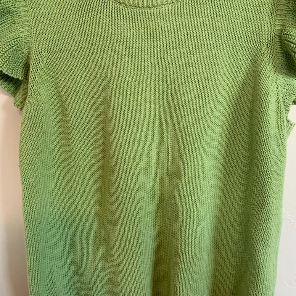 LOFT Preppy Feminine Green Office Core Spring/Summer Ruffle Frilly Knit Tank XS - Picture 3 of 5